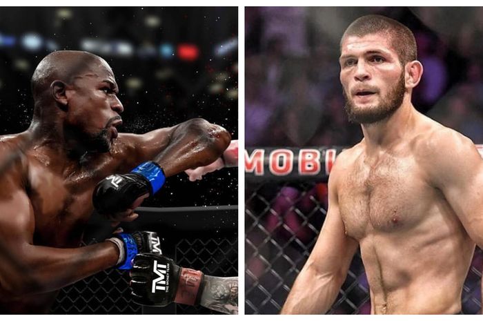 Floyd Mayweather (kiri) dan Khabib Nurmagomedov (kanan)