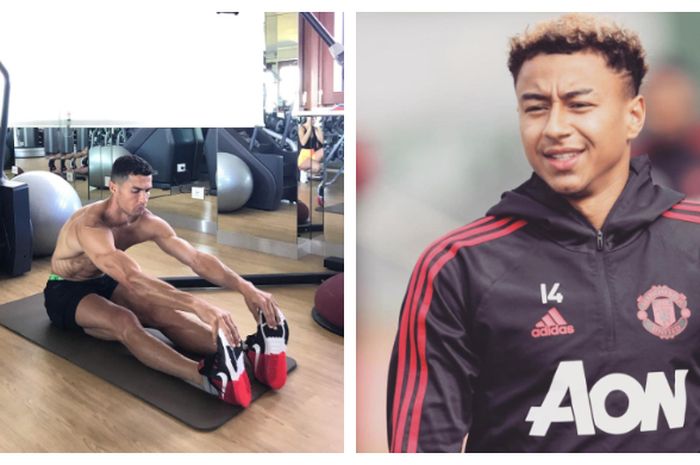 Kolase foto Cristiano Ronaldo (kiri) dan Jesse Lingard