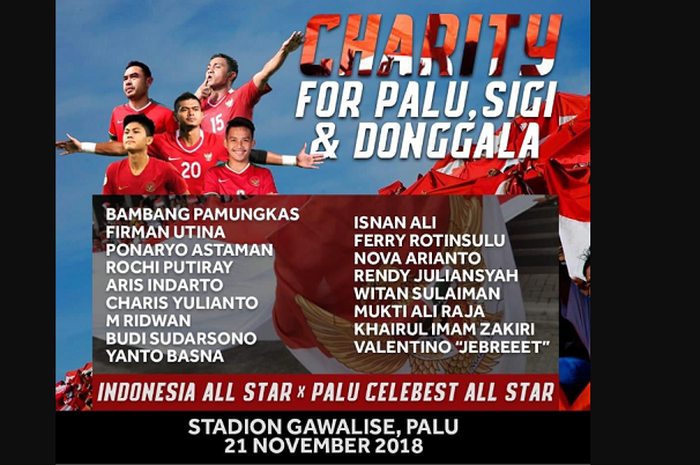 Penggalangan dana untuk korban bencana gempa dan tsunami di Palu oleh APPI (Asosiasi Pesepak Bola Profesional Indonesia)