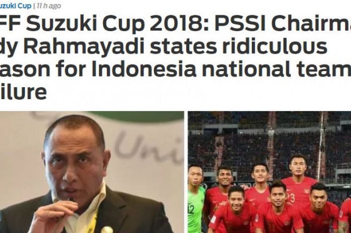 Artikel Fox Sport Asia terkait komentar Edy Rahmayadi