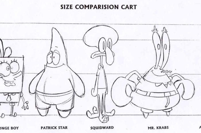 Sketsa Asli Desain Karakter di Kartun SpongeBob dari Sang 