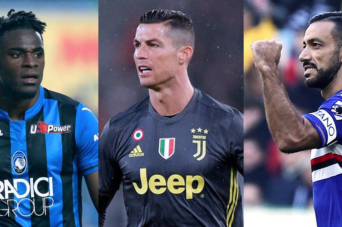 Kolase Duvan Zapata (Atalanta), Cristiano Ronaldo (Juventus), dan Fabio Quagliarella (Sampdoria).