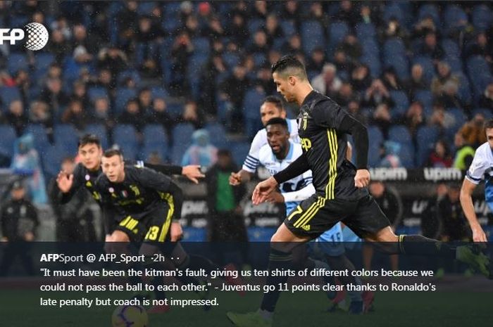 Cristiano Ronaldo mencetak gol kemenangan Juventus ke gawang Lazio melalui tendangan penalti.