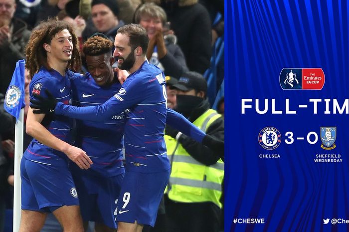 Chelsea menang 3-0 atas Sheffield Wednesday pada babak ke-4 Piala FA di Stamford Bridge, 27 Januari 2019. Gonzalo Higuain jalani debut pada laga ini.