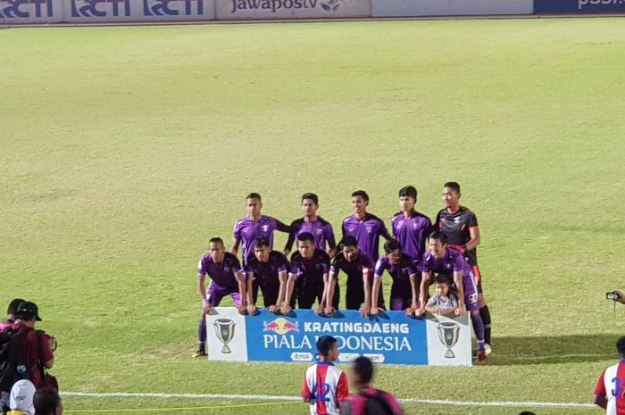 Skuat Persita Tangerang pada laga leg kedua babak 32 besar Piala Indonesia 2018 kontra Arema FC di Stadion Benteng Taruna, Tangerang, Minggu (3/2/2019).