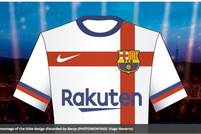 Proposal desain jersey putih Barcelona yang untuk musim 2020-2021.
