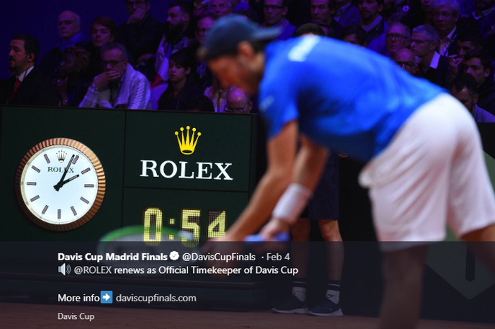Rolex, perusahaan jam tagan asal Swis, ditunjuk sebagai official timekeeper Davis Cup 2019.