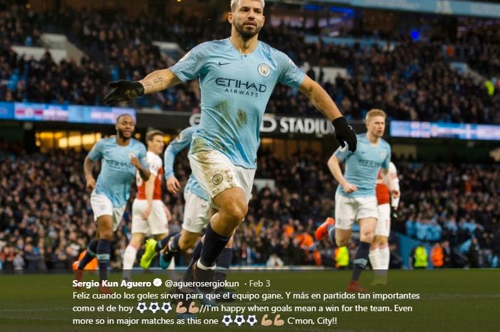 Striker Man City, Sergio Aguero mendapat  pujian dari pelatihnya Pep Guardiola berkat penampilan paiknya bersama tim jelang pertandingan melawan Chelsea.