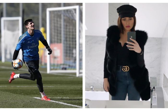 Kolase foto Thibaut Courtois (kiri) dan Marta Dominguez.