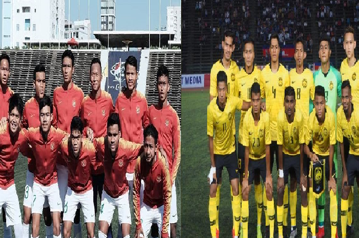 Kolase foto timnas U-22 Indonesia Vs Malaysia yang bertanding di partai kedua Grup B Piala AFF U-22 2019.