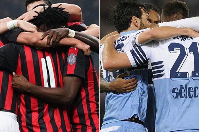 Kolase dua tim Liga Italia, AC Milan dan Lazio.