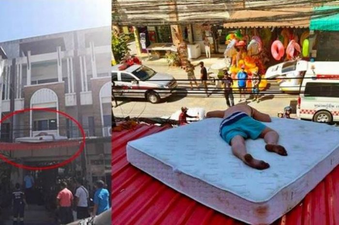 Turis ini ditemukan tidur di atas atap kamar hotel.