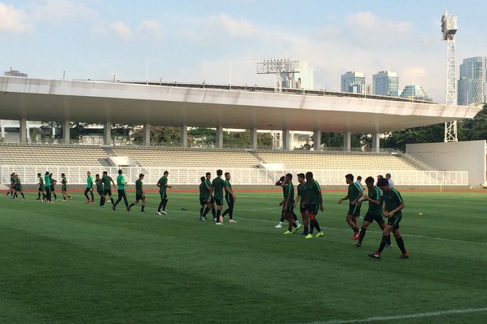 Timnas U-23 Indonesia menggelar sesi latihan di Jakarta.