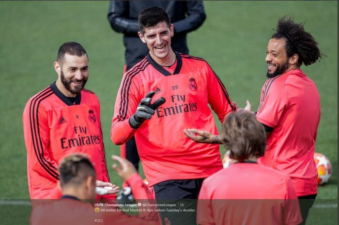 Para pemain Real Madrid menjalani latihan jelang duel Liga Champions kontra Ajax Amsterdam, 5 Maret 2019.