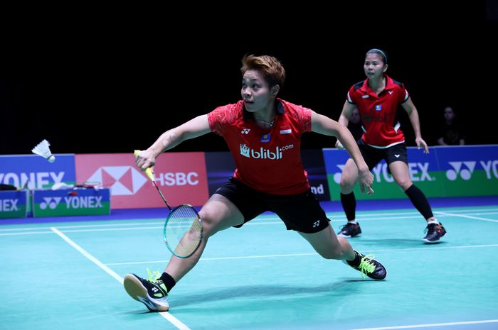 Pasangan ganda putri Indonesia, Greysia Polii/Apriyani Rahayu, tampil pada babak pertama All England Open 2019 di Arena Birmingham, Inggris, Rabu (6/3/2019).