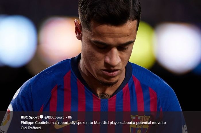 Pemain sayap Barcelona, Phillipe Coutinho, diisukan akan hijrah ke Manchester United