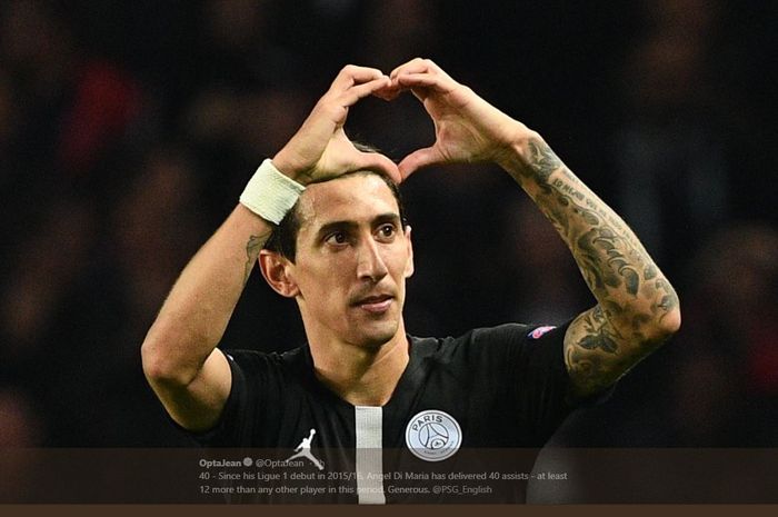 Angel Di Maria mencetak gol saat PSG menekuk Dijon dalam lanjutan Liga Prancis, 12 Maret 2019.