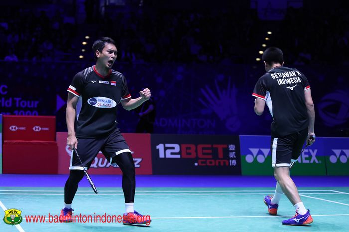 Pasangan ganda putra Indonesia, Mohammad Ahsan/Hendra Setiawan, berhasil tundukkan lawannya di babak pertama Swiss Open 2019, Rabu (13/3/2019).