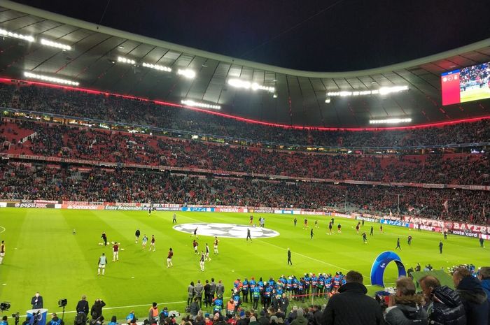 Suasana sebelum pertandingan Liga Champions, FC Bayern Muenchen vs Liverpool, di Stadion Allianz Arena/Fussball Arena Muenchen pada Kamis (14/3/2019) dini hari WIB.