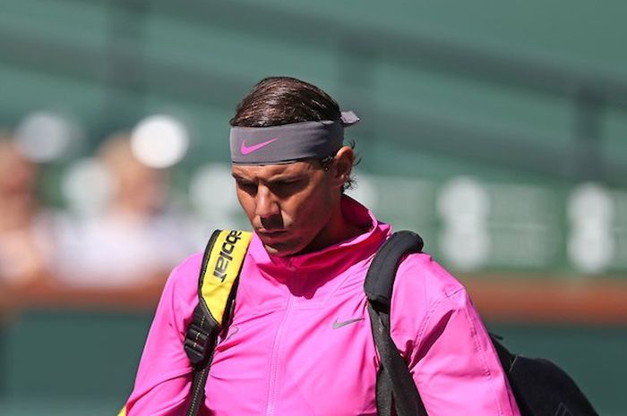 Rafael Nadal (Spanyol) terpaksa mengundurkan diri dari laga semifinal BNP Paribas Open 2019 kontra Roger Federer lantaran cedera.