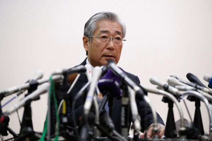 Presiden Komite Olimpiade Jepang, Tsunekazu Takeda, berbicara pada konferensi pers, 15 Januari 2019.