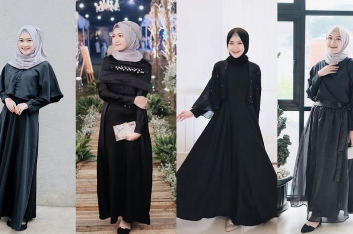 Paling Inspiratif Dress Hitam Hijab Kondangan
