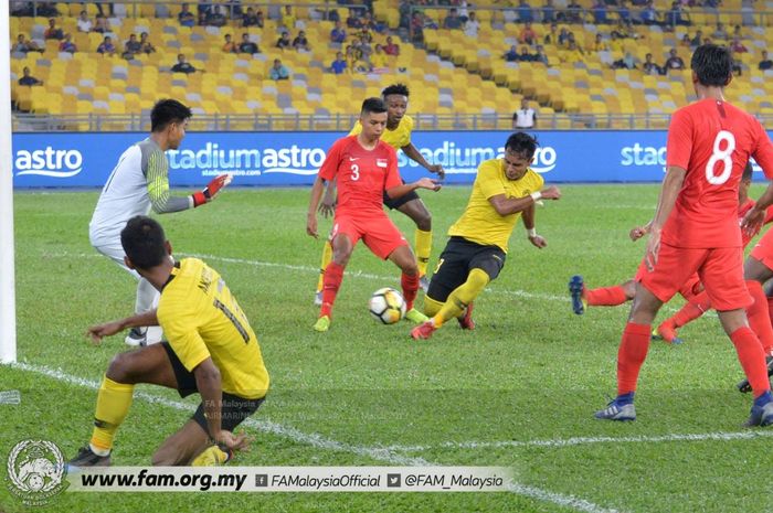 Timnas Malaysia dikalahkan Singapura pada duel di Stadion Nasional Bukit Jalil, Kuala Lumpur, 20 Maret 2019.