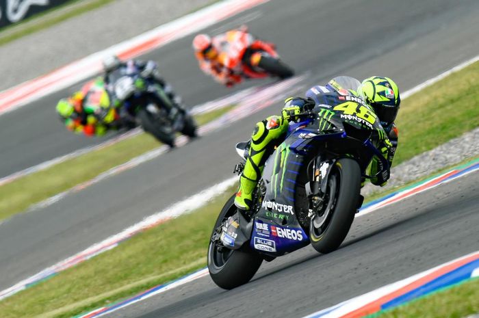 Valentino Rossi saat melaju di sesi FP4 pada MotoGP Argentina 2019.