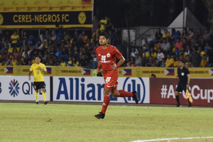 Aksi Bambang Pamungkas  saat Persija Jakarta bertandang ke markas Ceres Negros, Stadion Panaad, Bacolod, Filipina, pada matchday ketiga Grup G Piala AFC 2019, Rabu (3/4/2019).