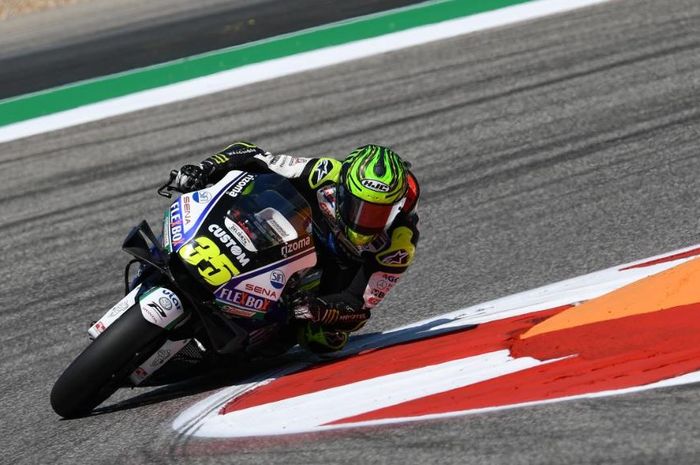 Aksi pembalap tim LCR Honda, Cal Crutchlow pada babak kualifikasi MotoGP Americas 2019, Minggu (13/4/2019).