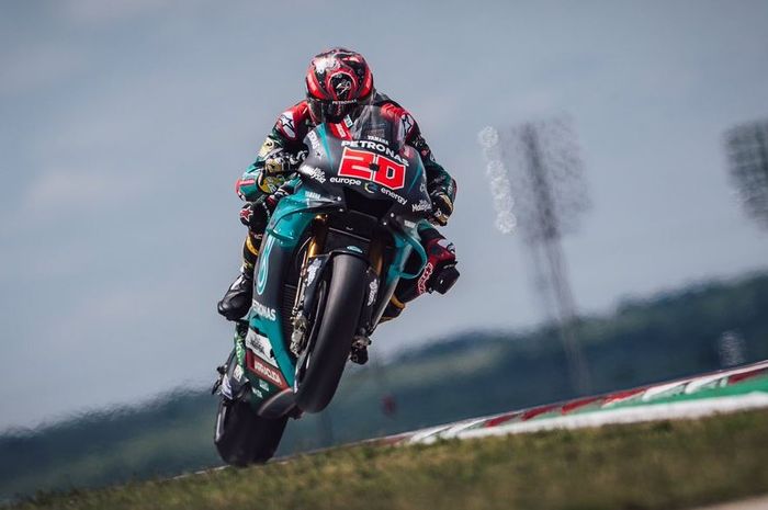 Aksi pembalap Petronas Yamaha SRT, Fabio Quartararo pada MotoGP Americas 2019, Senin (15/4/2019) WIB.