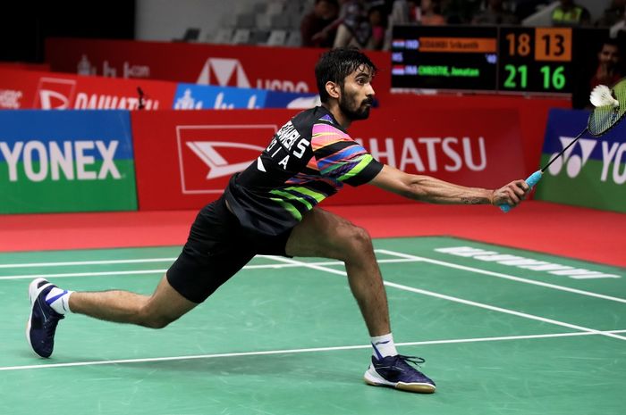 Aksi pebulu tangkis tunggal putra asal India, Kidambi Srikanth