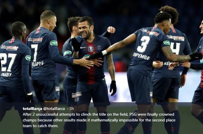 PSG dipastikan menjuarai Liga Prancis musim 2018-2019.
