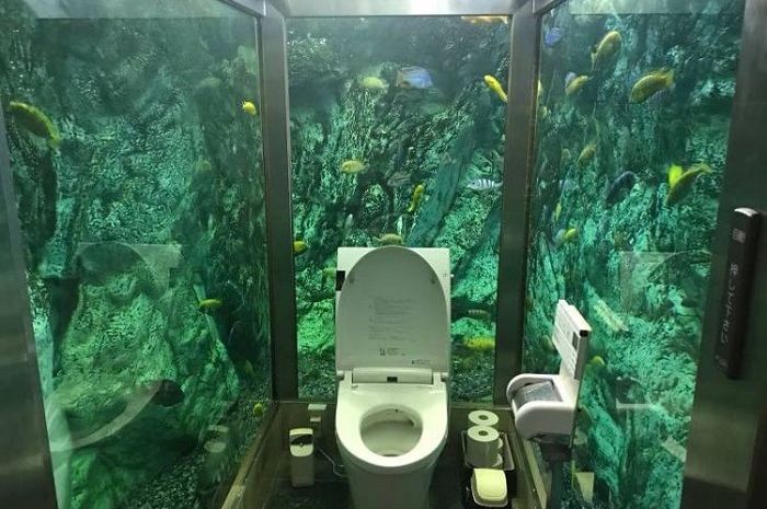 Sebuah Kafe di Jepang Punya Toilet Berdinding Akuarium, Tertarik