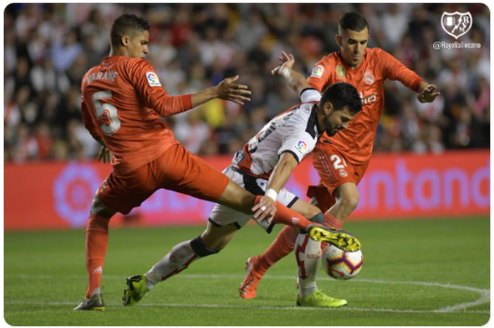 Laga derbi antara Rayo Vallecano kontra Real Madrid di Vallecas pada pekan ke-35 Liga Spanyol, Minggu (28/4/2019).