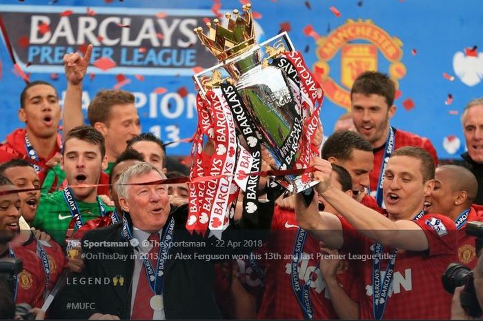 Manchester United kali terakhir merengkuh gelar juara Liga Inggris musim 2012-2013 ketika masih dilatih Sir Alex Ferguson.