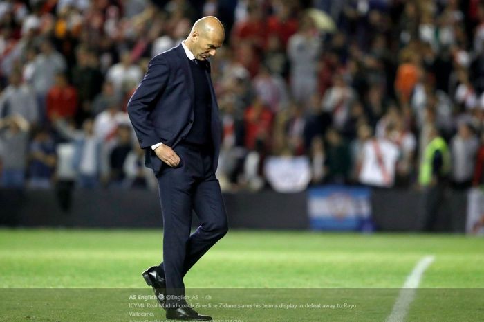 Reaksi pelatih Real Madrid, Zinedine Zidane.