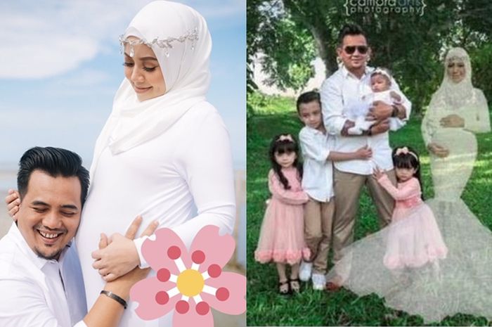 suami berfoto dengan arwah istri