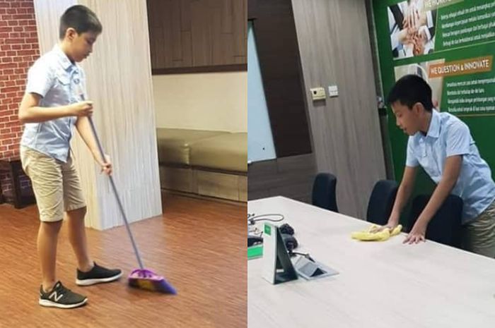 Video viral anak bos jadi cleaning service