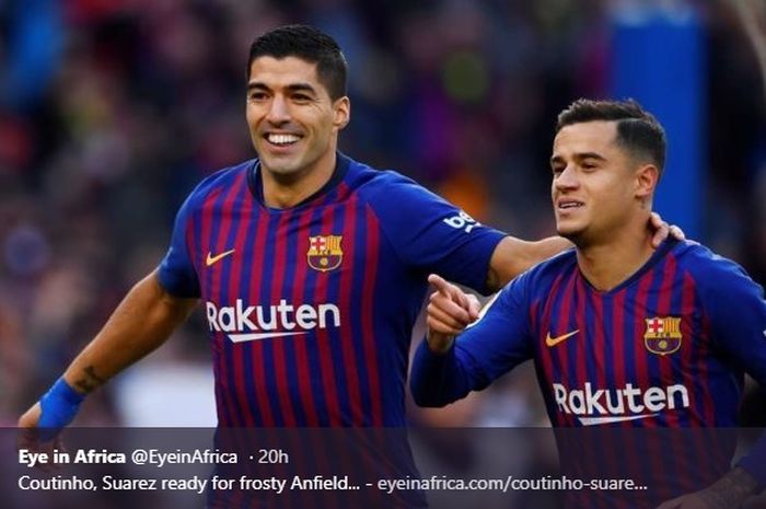 Luis Suarez dan pemain termahal Barcelona, Philippe Coutinho.