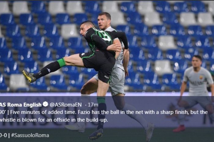 Laga Sassuolo versus AS Roma di MAPEI Stadium pada lanjutan Liga Italia, Sabtu (18/5/2019).