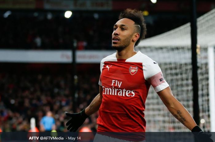 Striker sekaligus kapten Arsenal, Pierre-Emerick Aubameyang.