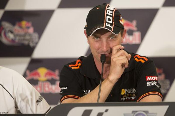 Colin Edwards ketika mengumumkan bahwa dirinya pensiun sebagai pembalap MotoGP pada tahun 2014 lalu.