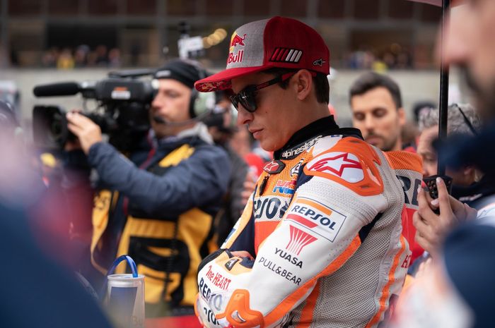 Momen Marc Marquez ketika sedang berada di grid MotoGP Prancis 2019.