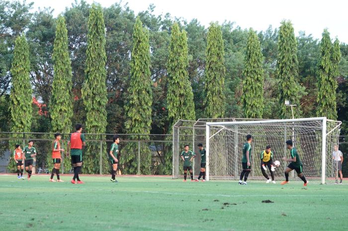 Para pemain Timnas U-23 Indonesia menjalani pemusatan latihan di Universitas Negeri Yogyakarta, Rabu (29/5/2019).