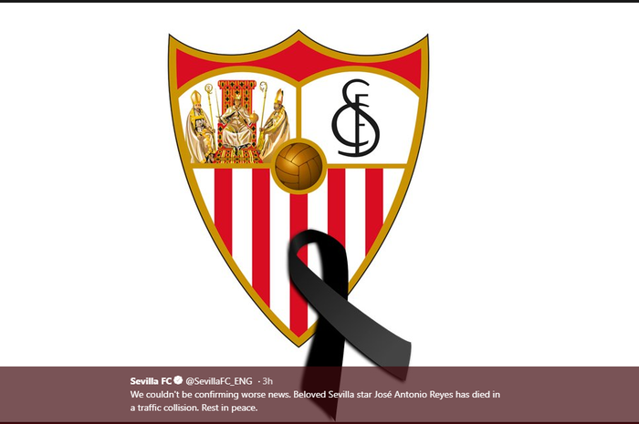 Ucapan duka cita Sevilla atas meninggal dunianya eks pemain mereka, Jose Antonio Reyes.