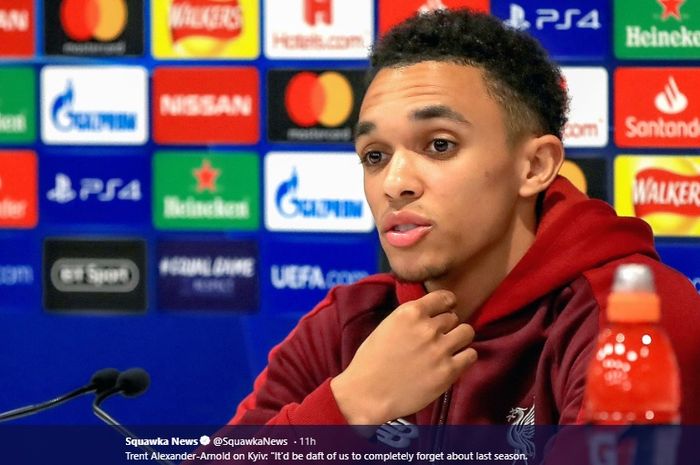 Bek Liverpool, Trent Alexander-Arnold pada konferensi pers sebelum pertandingan final Liga Champions