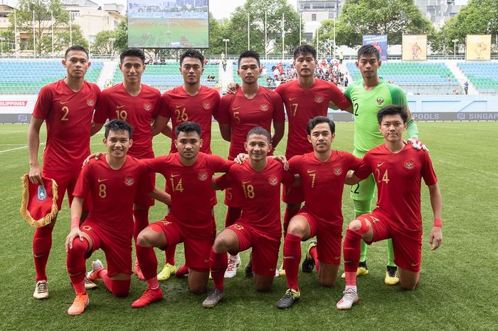Timnas U-23 Indonesia saat bersua Thailand di laga perdana Piala Merlion di Stadion Jalan Besar, Singapura, Jumat (7/6/2019)