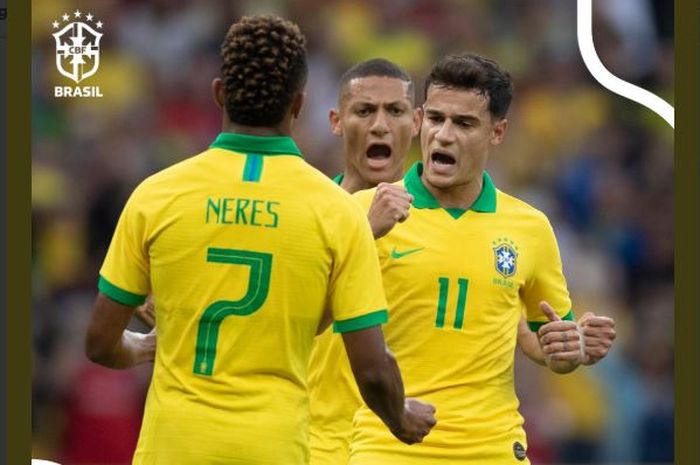 Timnas Brasil menggunduli Honduras 7-0 dalam laga uji coba di Porto Alegre, 9 Juni 2019.