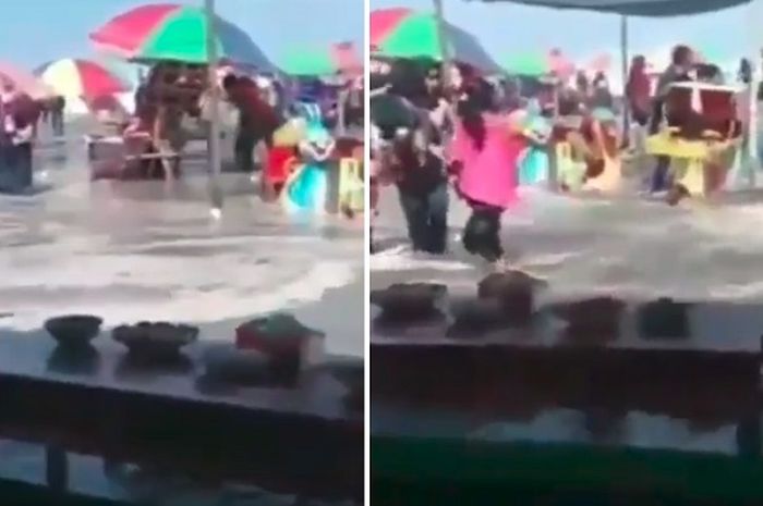 Video Gelombang Tinggi Terjang Pantai Suwuk 3 Orang Hilang